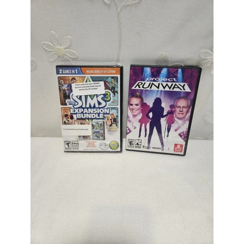 Sims 3 Expansion bundle( New) Sealed & Project runway PC Video Game (Open)